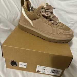 UGG Kids Taupe Suede & Mesh Lace-Up Sneaker